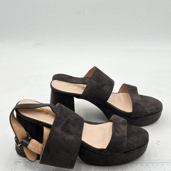 Grey Block High Platform Heel Peep Open Toe Sandals Ankle Strap - Picture 3 of 6